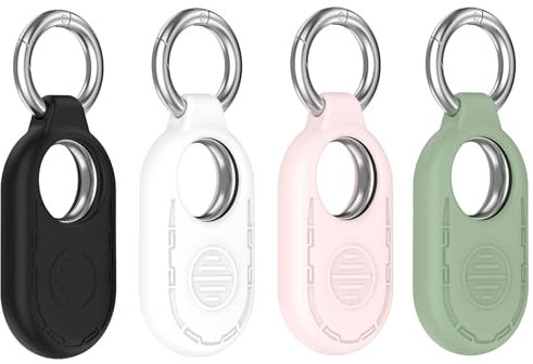 KAHADI Schutzhülle für Samsung Galaxy SmartTag2, 4 Stück, Silikon-Schutzhülle für Galaxy Smart Tag 2 mit Schlüsselring, Etiketten-Artikelfinder für Gepäck, Brieftasche, Schlüssel, sichere