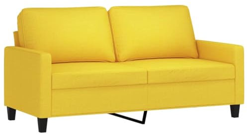 vidaXL Sofá de 2 Plazas, Asiento con Respaldo Reposabrazos Acolchados, Sofá Tapizado de Descanso, Sillón para Salón Hogar, Tela Amarillo Claro
