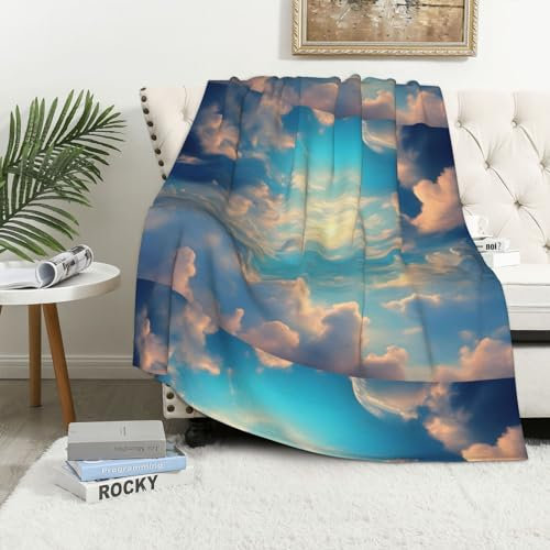 MYGANN Cloudy Sky 4-Jahreszeiten-Universal-Waschlappen-Decke, 102 x 152 cm, leicht und tragbar, für Bett, Sofa, Büro, Camping