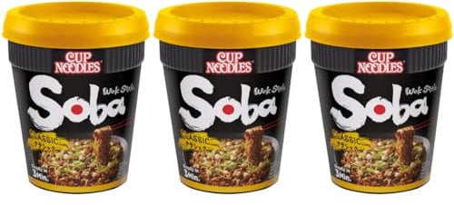 Pack Of 3 - Wok Style Soba Classic Cup Noodles 90g - Delicious Quick To Make Noodles - Enjoy Delicious Noodles Ready In 3 Minutes - Quick and Easy Ready Meals and Snacks - Flavoured Instant Noodles