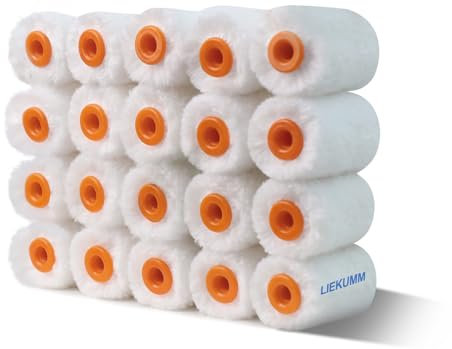 LIEKUMM Lot de 20 rouleaux de peinture en microfibre, 5 cm, pour mur portable, pour la maison, la chambre, le mur, le plafond, la peinture d'armoire, blanc