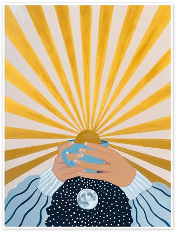 Posterlounge First Coffee Poster | 30 x 40 cm von Mandy Reinmuth Blau Wandbilder Wanddeko