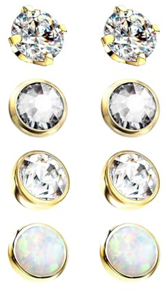 Luxe Modz G23 Titan Dermal Kit 14G Dermal Piercing Schmuck Micro Dermal Anchor Tops 4 mm CZ Opal Dermal Anchor Base 2 mm Rise Surface Hautpiercing Kit