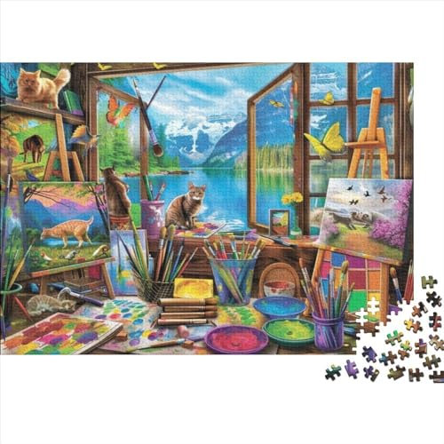 Studio Cabin by The Lake Puzzles for Adults 1000 Pieces Jigsaw Puzzle Adult Puzzles 1000 Piece Puzzles Jigsaw Puzzles 1000 Pieces Relieve Family Stress Suitable for Children over 12 Years Old 1000pcs