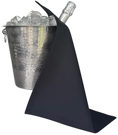BOTTLECLOTHS - Original Collection, Chiffon pour Bouteille pour Seaux à Glace, Coton, 42 cm, Trou d'angle, Cercle Piqué (Noir, Paquet de 1)