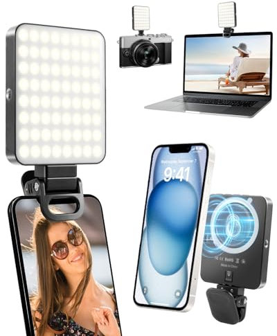 Carehabi Luce Selfie per Telefono Luce per Video 3000-6500K 3 Modalità 10 Livelli Luce per Foto per Telefono Fotocamera Laptop