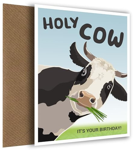 Kuh Geburtstagskarte für Männer & Frauen - Holy Cow It's Your Birthday! Eine lustige Geburtstagskarte für männliche und weibliche Beziehungen, um alles Gute zum Geburtstag zu sagen!