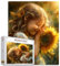 Tucocoo Lovely Little Girl Puzzle 1000 Teile Puzzles für Erwachsene, glückliche Sonnenblumenkunst-Puzzles für anspruchsvolle Familienaktivitäten, buntes DIY-Handarbeitspuzzle für Heimdekoration,