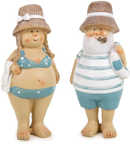 Logbuch-Verlag Urlauber Paar Liebe Figuren Set 2 Badeurlauber Mann & Frau Maritime Deko Sommer Baddeko 12,5 cm