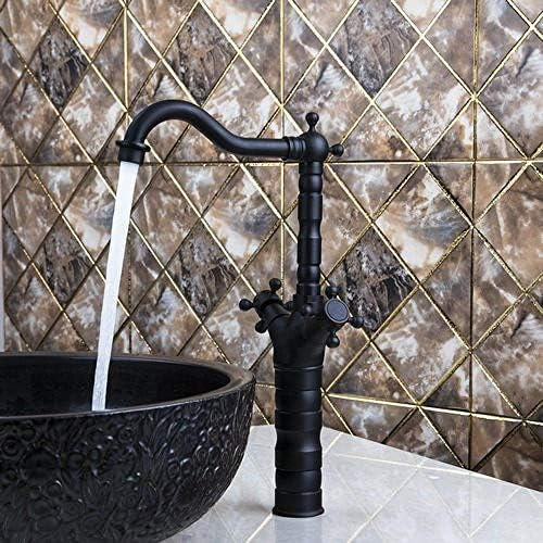 Alto Doppi Manici Girevole 360 ​​Lucidato Ad Olio Bronzo Nero Lavandino Lavabo Cucina Miscelatore Rubinetto Miscelatore