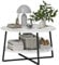 HOMCOM 2-Tier Round Coffee Table with Storage Shelf, Living Room Table with Marble Effect Top and Steel Frame, White