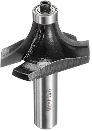 sourcing map Roundover Router Bit 1/2 Shank 1-3/8 Cut Diameter (11/16 Cut Radius) Carbide Tipped 2-Flute Rounding Over Bits with Bearing Guide for Woodworking Carpenter, Black