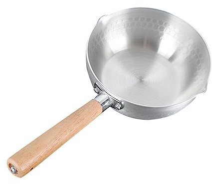 Edelstahltopf Milchkocher mit Holzgriff 31x16x7cm, Flach, 1 Stück | Haftende Oberfläche, Doppelter Ausguss, Schnelleres Erhitzen, für Suppe und Brei im Frühstück