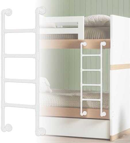 ZXFDMSWJ White Bunk Bed Ladder - Universal Metal Iron Step Ladder Wall Mounted Attic Loft Ladder Height Entrance Egress Ladder, Heavy Duty Truck Boat Safety Climb Ladder(280cm/110in)