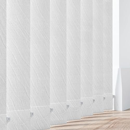 Made to Measure Vertical Blinds Slats - Pacific White Fabric 89mm(3.5) Wide Louvres - Replacement Slats for Windows & Conservatory Blinds with Weights and Chains - Colour Options (Pacific White)