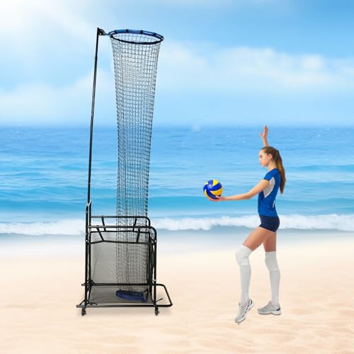Filet d'entraînement de volleyball - Hauteur et angle réglables de 0 à 90 ° - Avec roulettes et sac de récupération