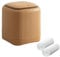 MEETOZ Desktop Trash Can,with Press Type Lid,Mini Plastic Desktop Trash Bin for Family Living Room Kitchen Bathroom Office Car Indoor Plastic Trash Can,with 60 sheets of Trash Bags (Brown)
