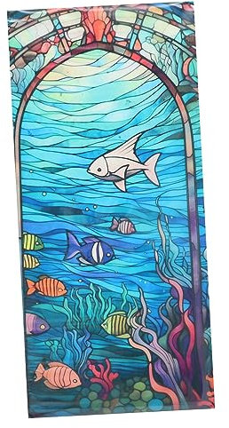 JUMPLAWN Sichtschutzfolie Fenster Pvc Buntglasoptik Statisch Haftend Für Badezimmer Duschtüren Dekorative Fensterfolie Mit Zuschneidbarer Größe Und Privatsphärenschutz