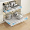 SeiriHelper 2PCS Teleskopschublade Ausziehbare Küche Schublade, Auszug Nachrüsten Schubladeneinsatz, Küchen und Schrankorganizer mit Klebestreifen- Ohne Bohren (Weiß+Weiß, 31-49/39/8cm+32-51/41/8cm)
