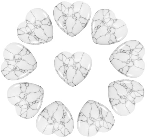 PATIKIL 10 Stück natürlicher herzförmiger Kristallstein, 2,3 cm, polierter Mini-Edelsteinkristall, Taschenfels-Gravur, Handschmeichler für Frauen, Geschenke, Meditation, Weiß / Grau