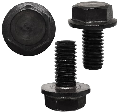 M8-Umkehrgewinde-Schrauben, Sechskant-Flanschschrauben mit Linksgewinde, 23 mm Gesamtlänge, Vollgewinde, Karbonstahl für Gehrungssäge (10 Stück, schwarz)