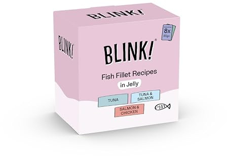 Blink! Complete Wet Cat Food Fish Fillet Recipes in Jelly 85g (Pack of 8) - Tuna, Salmon & Chicken
