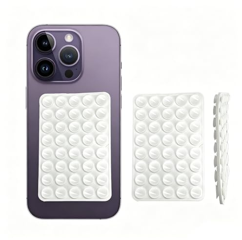 SEYUGOPTI 2 Pièces Support Téléphone Ventouse Silicone Double Face, Blanc | Compatible avec iPhone 13 à 17, AdhéRence Solide Sans Glissement, Montage Rapide Sans Outil, Adapté à Toutes Surfaces Lisses