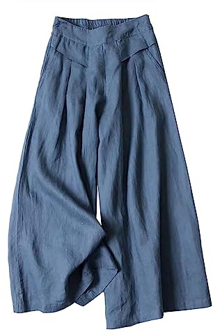 Generisch Jupe pantalon d'été décontractée, taille haute, jambe large, pantalon culotte fluide, cordon de serrage, pantalon de jogging de yoga pour femme, vêtements élégants