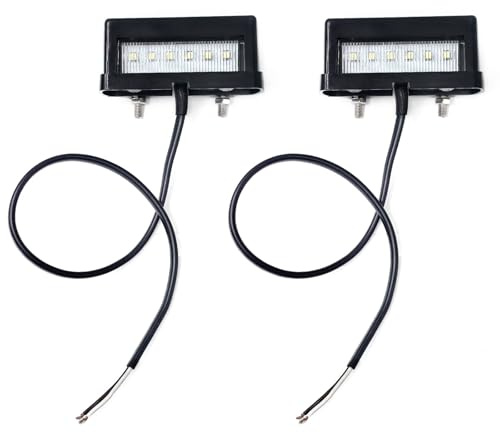 AOJO 2 Pack Motorcycle LED Number Plate Lights, Trailer License Plate Lamp Cool White 6500K with E4 Approved
