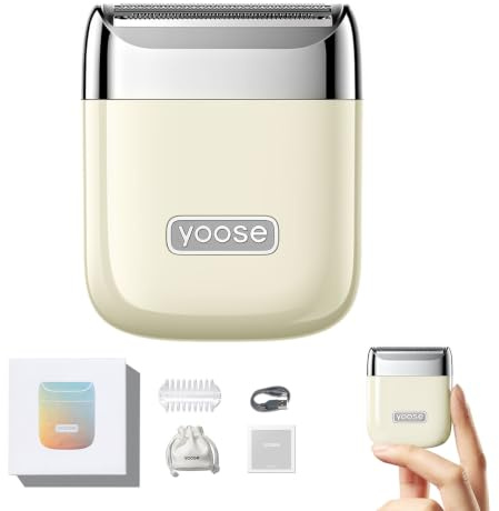 Yoose Electrique Rasoir Femme Professionnelle Electrique Tondeuse Intime Épilateur Électrique Maillot pour Bikini Barbe, Bras, Jambes, Aisselles, Étanche IPX7, Beige