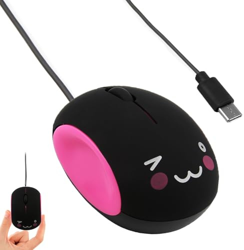 Mini Souris USB Type C avec Câble 135cm, Souris d'ordinateur Design Optique 1200DPI,Ambidextre Petite Souris Filaire USB-C,3 Boutons Silencieux Mouse Compatible Mac,Chromebook,HP,DELL XPS,ASUS,Surface