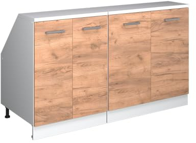 Vicco Dachschrägenschrank-Set Rion, Goldkraft Eiche/Weiß | B140 x T60 cm, 2er Set, platzsparend für Dachschrägen