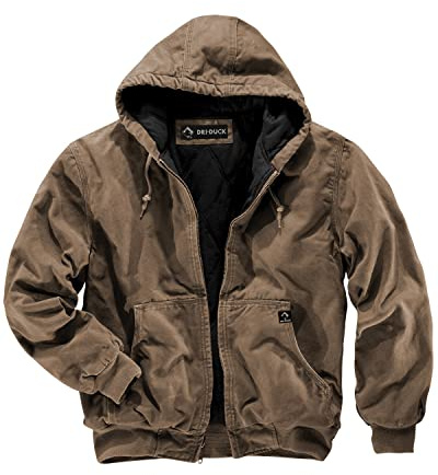 DRI Duck Cheyenne Men's Cotton Canvas Hooded Work Jacket, 5020, 2X-Large, Black