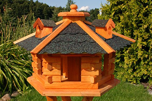 Vogelhaus Futterhaus Vogelvilla mit Solarbeleuchtung und Silo klein und Groß V16 (Schwarz, klein), Vogelfutterhaus