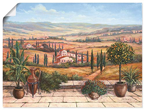 ARTLAND Wanddeko Poster & Kunstdrucke Wandposter Toskana Landschaft Italien Natur Malerei Terrasse Mediterran Ocker T4BP