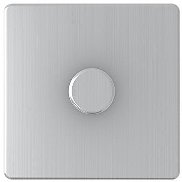 AET SL1GDIM10 Screwless Satin Chrome Flat 1 Gang Dimmer 1000W