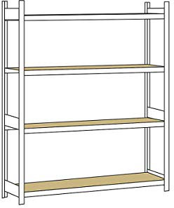 Weitspannr.Grundr. WS 2000-2500x2250x500 mm, 4 Ebenen Spanpl