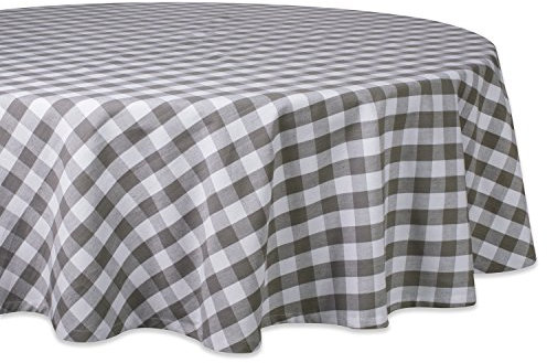 DII Tischdecke, rund, Baumwolle, kariert, 178 cm, ideal für Herbst, Erntedankfest, Bauernhaus-Dekoration, Dinnerpartys, Weihnachten, Picknicks und Potlucks oder den täglichen Gebrauch