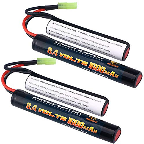 Melasta 2Pack 2/3A 8.4v 1600mAh Butterfly Nunchuck NIMH Battery Pack with Mini Tamiya Connector for Airsoft Guns