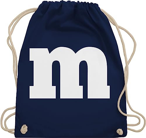 Shirtracer Turnbeutel Rucksack - M Aufdruck - Unisize - Navy Blau - koelner karneval fasching baumwolle kostùm beutel strassenkarneval kordel straßenkarneval kinder lustiges faschingskost stoff