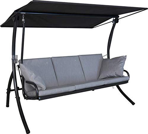 Angerer Freizeitmöbel GmbH Hollywoodschaukel Elegance Sun - Gartenschaukel Made in Germany - Schaukel zum Sitzen, Liegen und Entspannen - inklusive Bett-Funktion - einfache Montage (Hellgrau)