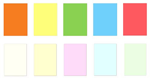 3x10 Blatt Buntpapier DIN A4 - Lively + Pastell (LCP-120) - Creme, Gelb, Rosa, Blau, Grün, Orange, Sonnengelb, Grün, Blau, Ziegelrot zehn Farben Briefpapier