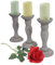 3er Set Kerzenständer T361, Kerzenhalter, Shabby-Look Vintage Höhe 24cm - grau