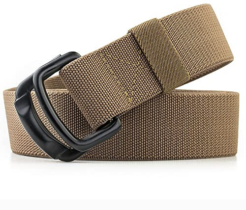 TENINE Unisex Leinwand Gürtel, Elastischer Stoffgürtel Stretchgürtel Militär Gurtband Nylon Gürtel für Damen Herren Taktischer Gürtel Metallschnalle mit Doppel D-Ringe Schnalle