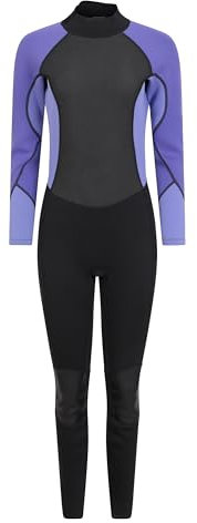 Mountain Warehouse Womens Full Wetsuit – 2.5mm Thickness, UPF 50+, Contour Fit, Adjustable Neck Swimming Wet Suit, Retains Body Heat - One Piece - Spring Summer Dark Purple Women's Size 12-14