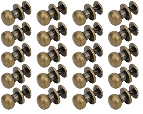 HEEPDD Rivetti del chiodo, 20 Pz Testa Rotonda Pulsante Vite Stud per Cuoio Craft Cintura Portafoglio Borsa DIY Decorazione Accessori 9x8mm