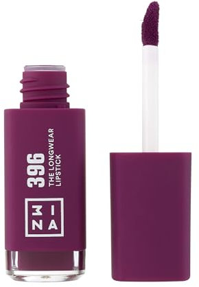 3ina MAKEUP - Trucco Cruelty Free - Vegan - The Longwear Lipstick 396 - Rossetto Liquido - Lucidalabbra Matt a Lunga Durata - Viola scuro