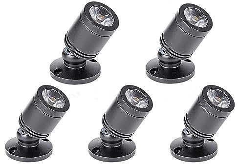 Klein LED Einbaustrahler 5 Stück 3W Mini led spot, 360° Schwenkbar, 230V Aluminium Deckenstrahler Deckenspots für Schrank, Flur, Galerien, Geschäfte