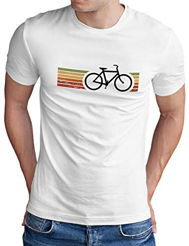 OM3® Retro Bicycle T-Shirt - Herren - Cycling Cyclist Biking Fahrrad Radfahrer - Weiß, M