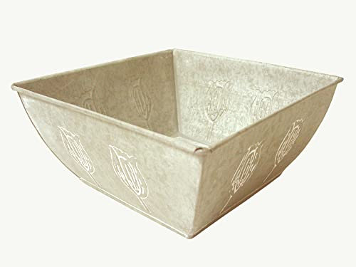 WH WORKING HOUSE MACETERO Maceta CUBREMACETAS Cuadrado Abierto Dibujo Metal Gris Grande